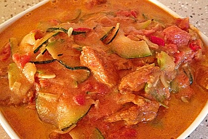 Urmelis Hähnchenbrust in Zucchini - Curry - Sahne - Sauce 44