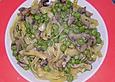 Tagliatelle mit Champignon - Erbsen - Pfanne
