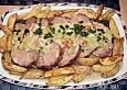 Schweinehals mit pikantem Lauchgem&uuml;se und Quittengeleesauce