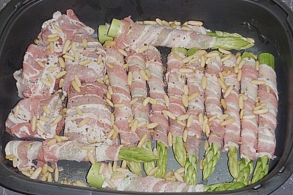 Gegrillter gr&uuml;ner Spargel mit Schinken 3