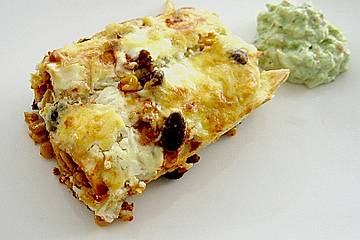 Überbackene Enchiladas mit Avocado-Dip
