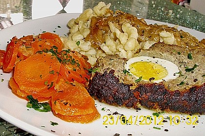 Falscher Hase mit glacierten Möhren und Spätzle 3