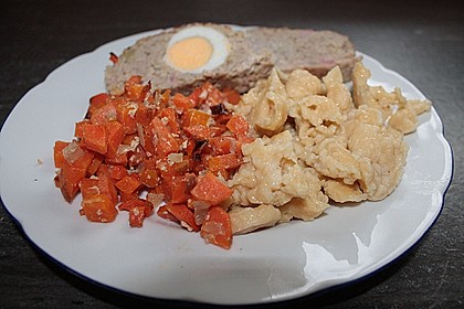 Falscher Hase mit glacierten Möhren und Spätzle 17
