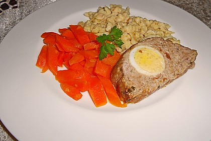 Falscher Hase mit glacierten Möhren und Spätzle 13