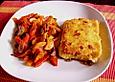 Panierter Fetak&auml;se mit Zucchini - Paprika - Gem&uuml;se
