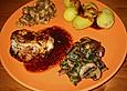 Honigkaramellisiertes H&uuml;hnerfilet mit Steinpilzf&uuml;llung
