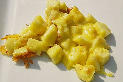 Apfelpfanne, mit geschmolzenem K&auml;se 1