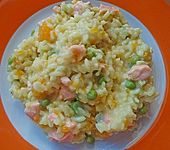 Curry - Risotto mit Kokosmilch, Lachs und Mandarinen (Bild)