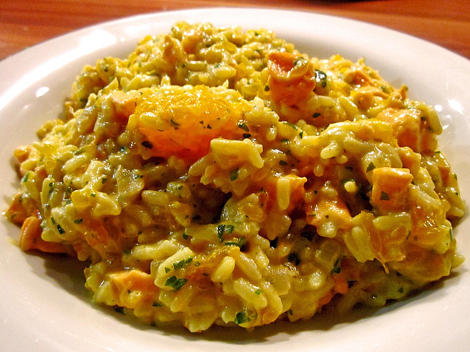 Curry - Risotto mit Kokosmilch, Lachs und Mandarinen (Rezept mit Bild ...