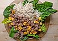 Knuspriges Schweine - Larb mit Mango und Chili - Limetten - Dressing