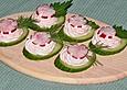 Gurkenh&auml;ppchen mit Frischk&auml;se - Schinken - Creme
