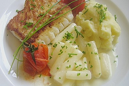 Skreifilet mit Schwarzwurzeln und Schmortomate 1