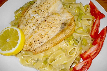 Fischfilet mit Porree - Nudeln 4