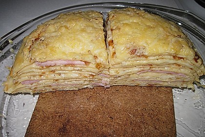 Pfannkuchen - Turm mit Schinken und Gouda 4