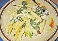 Penne mit Spinat - K&auml;se - Sauce