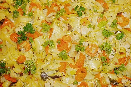Mit Gem&uuml;se &uuml;berbackenes Putenfleisch 1