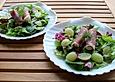 Salat mit Ziegenk&auml;se - Schinken - R&ouml;llchen