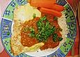 Putensteak mit scharfer Aprikosensauce