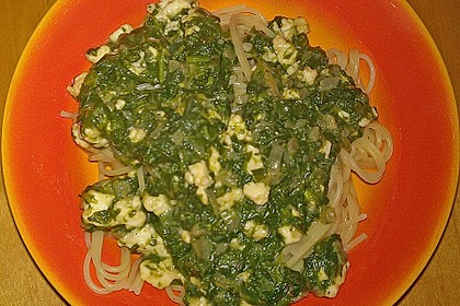 Spaghetti mit Spinat und Schafsk&auml;se 1