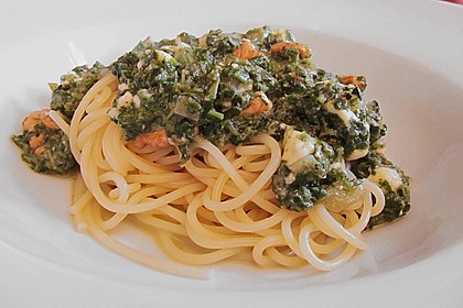 Spaghetti mit Spinat und Schafsk&auml;se 2