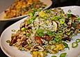Reis mit Zwiebeln und Champignons