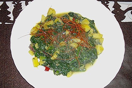 Kartoffeln mit Spinat indische Art