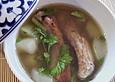 Wachsk&uuml;rbis - Suppe mit gebratenen Schweinerippchen