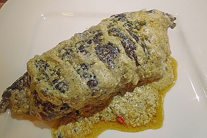 Straußensteak mit Pfeffersoße, mit Cognac flambiert 7