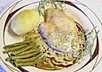 H&uuml;hnerschnitzel mit K&uuml;rbiskern&ouml;l � So&szlig;e und Rosmarinerd&auml;pfel