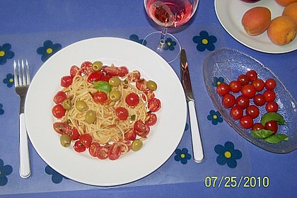 Spaghetti mit Cocktailtomaten 55