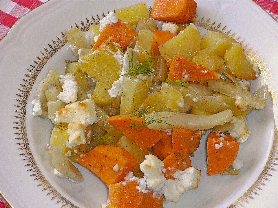 Süßkartoffel - Kartoffel - Fenchel - Auflauf (Rezept mit Bild ...