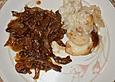 Zwiebelfleisch vom Pferd mit Kartoffel - Birnen - Gratin
