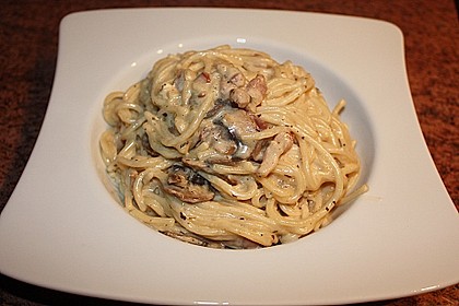 Spaghetti mit Schinken - K&auml;sesauce