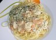 Zitronen - Sahne an Spaghetti und Garnelen
