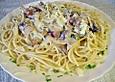 Champignons auf Spaghetti