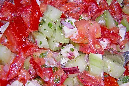 Gurken, Tomaten, Feta Salat 15