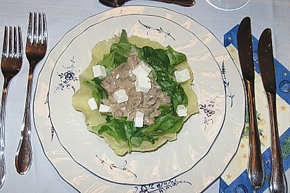 Feldsalat mit Sahne - Speck - Sauce 1