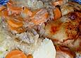 Poularde mit Sauerkraut und Trauben