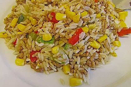 Zucchini - Gem&uuml;se - Pfanne mit Hackfleisch und Reis 3