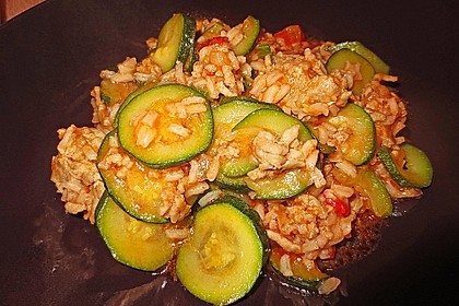 Zucchini - Gem&uuml;se - Pfanne mit Hackfleisch und Reis 4