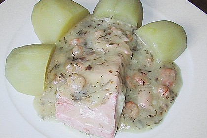 Lachsfilet mit Krabben - Dill - Sauce