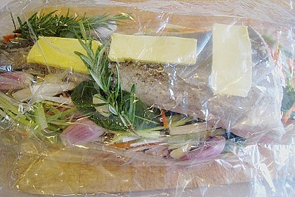 Dorsch in Bratfolie auf dem Gem&uuml;sebett 3