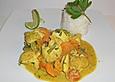 Curry aus H&uuml;hnerbrustfilet und M&ouml;hren in Kokos - Limettensahne
