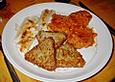 Schnitzelchen in Chili - Paprika - Sauce mit Spargel