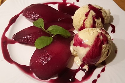 Birnen in Rotwein an Vanilleeis 2