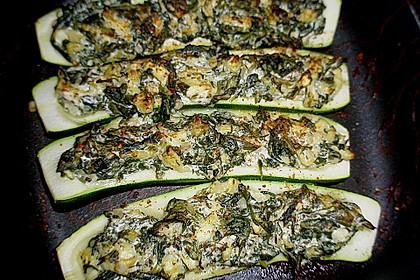 Zucchini mit Ziegenkäse - Spinat - Füllung 4