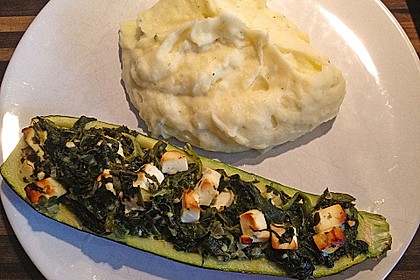 Zucchini mit Ziegenkäse - Spinat - Füllung 2