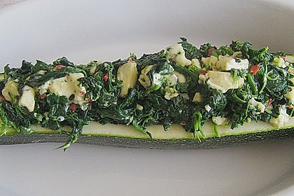 Zucchini mit Ziegenkäse - Spinat - Füllung 5