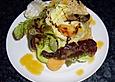 Parmesank&ouml;rbchen mit Blattsalat und Melone