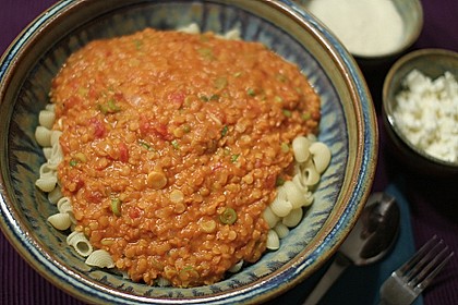 Linsenbolognese mit Pasta und Frühlingszwiebeln 19